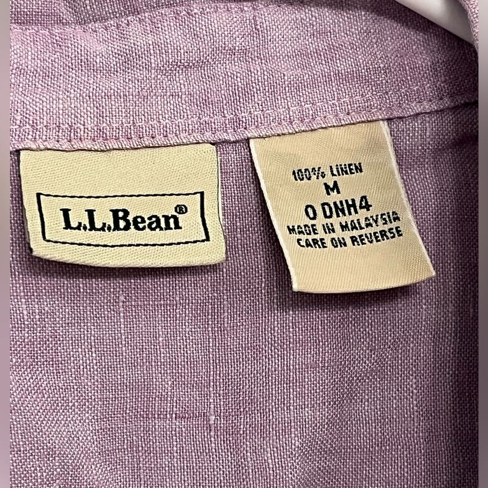 L.L. Bean Lavender Linen Button-Up Shirt, size medium - Picture 4 of 6